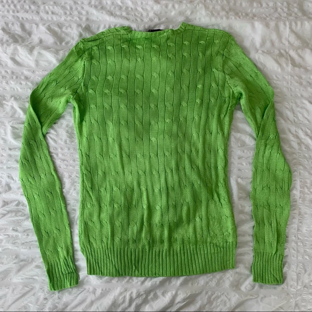 Ralph Lauren 100% Silk Sweater Lime Green - Picture 6 of 9